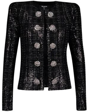 Balmain Sprankelend Zwart Tweedjasje