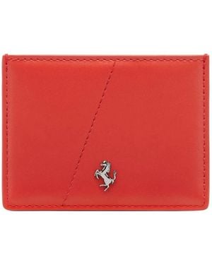 Ferrari Accessoires ,Rood ,Leer Glad Leren Kaarthouder