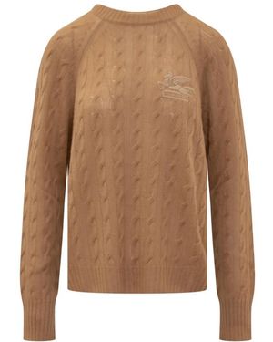 Etro Kaschmirpullover Mit Pegasus-Stickerei - Braun