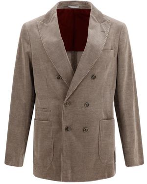 Brunello Cucinelli Zweireihiger Cord-Blazer - Braun