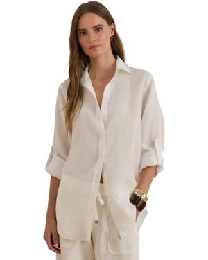 Ralph Lauren Overhemden ,Wit ,Linnen Damesoverhemden - Naturel