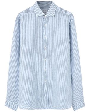 Xacus Gestreiftes Leinenhemd - Blau