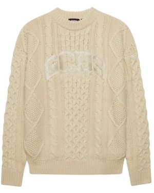Gcds Truien & Vesten ,Wol Lounge Logo Braids Sweater - Naturel
