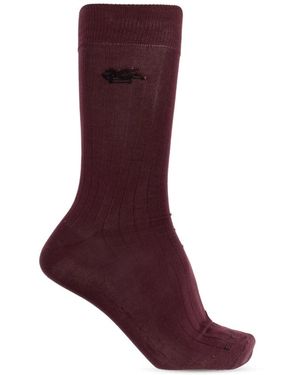 Etro Socken Aus Baumwollmischung Mit Pegaso-Logo - Braun