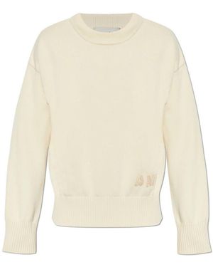 Ami Paris Pullover Mit Gesticktem Logo - Weiß