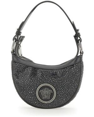 Versace Schultertasche Mit Reißverschluss Und Oberem Griff - Grau