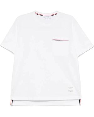 Thom Browne Tops ,Wit ,Katoen Rwb-Streep Jersey T-Shirt