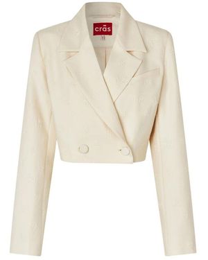 Crās Cropped Blazer Mit Schulterpolstern - Natur