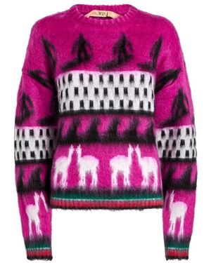 N°21 Truien & Vesten ,Veelkleurig Gebreide Capsule Collectie Trui - Roze