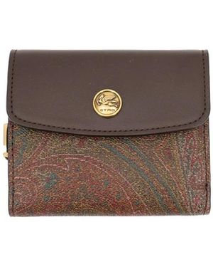 Etro Geldbörse Mit Paisley Jacquard Und Pegasus Knopf - Grau