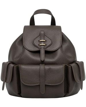 Coccinelle Rucksack Aus Mittelgroßem Genarbtem Leder - Schwarz