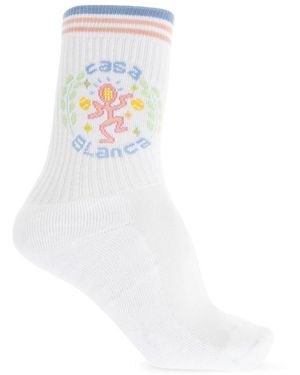 CASABLANCA Socken Mit Logo - Weiß