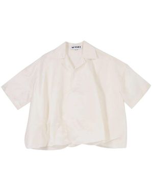 Sunnei Puffy Seiden Polo Shirt - Natur
