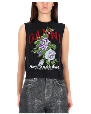 Ganni Sleeveless Tops - Black