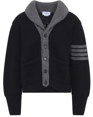 Thom Browne Truien & Vesten ,Blauw ,Wol 65 Jersey Kraag Vest - Zwart