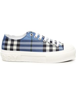 Burberry Blaue Nylon-Sneakers Mit Logo-Print