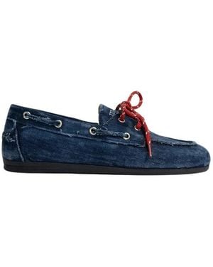 POSA Boat Loafer Brushed Denim - Blauw