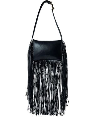 Sportmax Lederhandtasche Mit Fransen - Schwarz