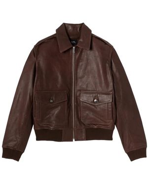 A.P.C. Leather Jackets - Marrone