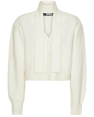 ROTATE BIRGER CHRISTENSEN Witte Wol Alpaca Blend Vest Met Gebreide Sjaal