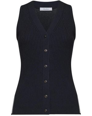 Max Mara V-Hals Gebreide Top - Blauw