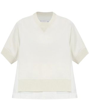 Sacai Top Van Gemengde Materialen - Wit