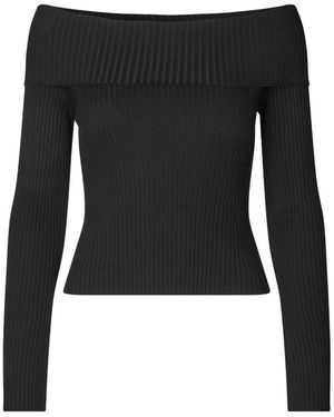 Envii Truien & Vesten ,Zwart ,Off-Shoulders Gebreide Top Zwart