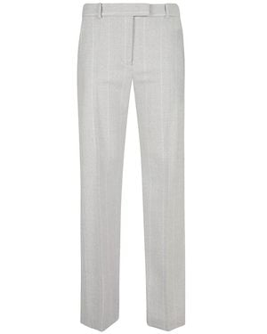 Eleventy Pinstriped Flannel Straight-Leg Trousers - Grey