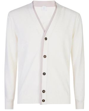 Eleventy Truien & Vesten ,Katoen Cardigan Doppio Bordino - Wit