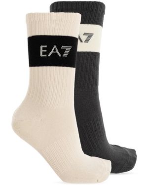 EA7 Ondergoed ,Twee-Pack Logokousen - Zwart