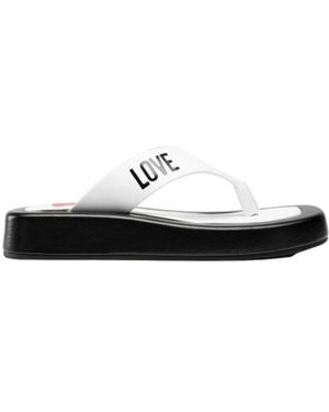 Moschino Herz-Motiv Flip-Flops Weiße Sandalen - Schwarz