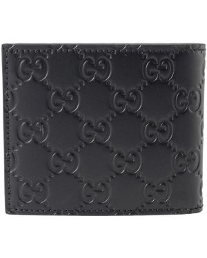 Gucci Accessoires ,Zwart ,Leer Portemonnee Met Gg-Embleem