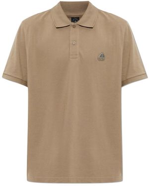 Moose Knuckles Tops ,Bruin ,Katoen Polo Met Logo-Applicatie - Naturel