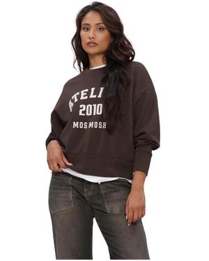 Mos Mosh Hoodies & Sweatvesten ,Bruin ,Crewneck Sweatshirt - Zwart