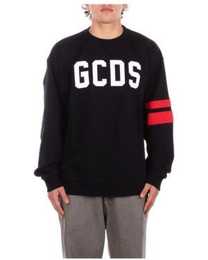 Gcds Hoodies & Sweatvesten ,Zwart ,Katoen Maglia Logo Frontale
