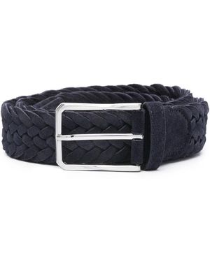 Canali Italian Suede Buckle Belt - Blue