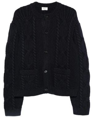 Saint Laurent Cardigan Laine Torsade & Point 4240 - Schwarz