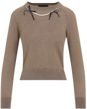 Simone Rocha Klassieke Merinowol Zijde Trui - Bruin