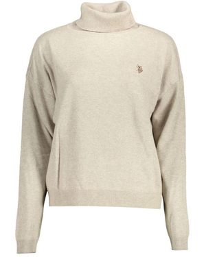 U.S. POLO ASSN. Eleganter r rollkragenpullover mit stickerei - Natur