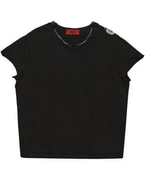 424 Tops ,Zwart ,Katoen Crest Jersey Scallop Tee