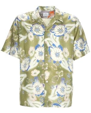 Paul Smith Overhemden ,Groen ,Korte Mouw Bloemend Shirt