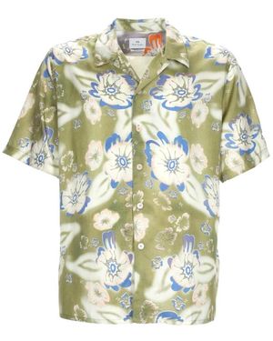 Paul Smith Overhemden ,Groen ,Korte Mouw Bloemend Shirt