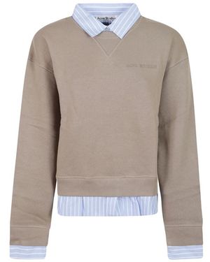 Acne Studios Hoodies & Sweatvesten ,Katoen Layered Sweatshirt - Grijs