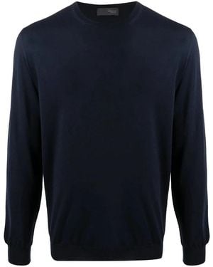 Drumohr 140's Superfine Merino Wollen Trui - Blauw