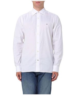 Tommy Hilfiger Klassisches Weißes Baumwollhemd - Blau