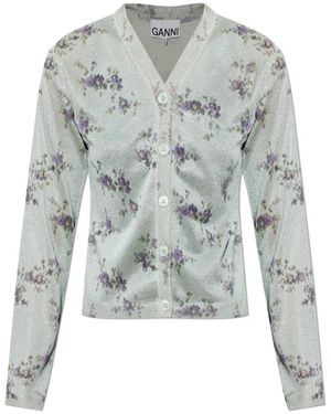 Ganni Vest Met Een Bloemenmotief - Blauw