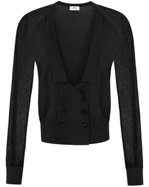 Elisabetta Franchi Dubbelrijige Gebreide Cardigan - Zwart