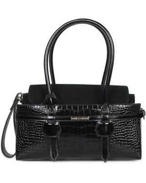 DSquared² Tassen ,Zwart ,Katoen Twin Shoulder Bag
