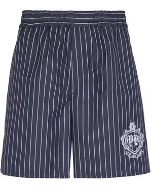 Balmain Gestreifte Pyjamashorts Aus Popeine - Blau