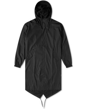 Rains Schwarzer fishtail parka mit asymmetrischem saum